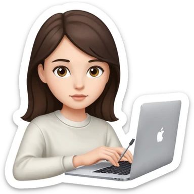 Brunette Girl, studying in macbook  sticker