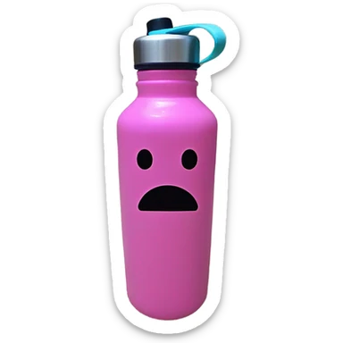 A tumbler water bottle that says hi sticker