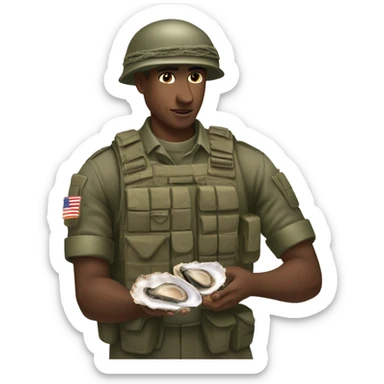 Soldier shucking an oyster sticker
