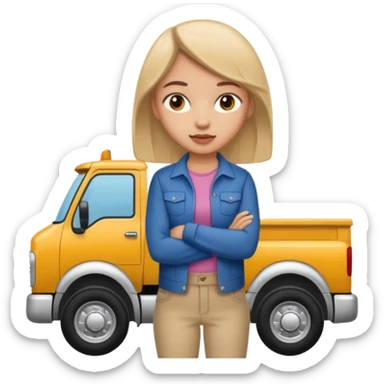 A truck hitting a girl sticker