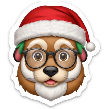 Animal santa cap and glasses 
 sticker