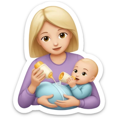 family parenting, parents feeding baby, loving atmosphere sticker