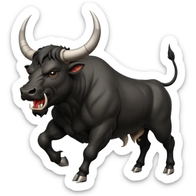 angry running black bull side view sticker