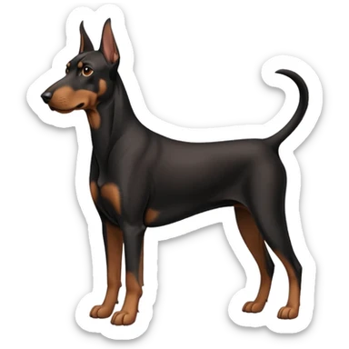 black and tan doberman with floppy ears sticker