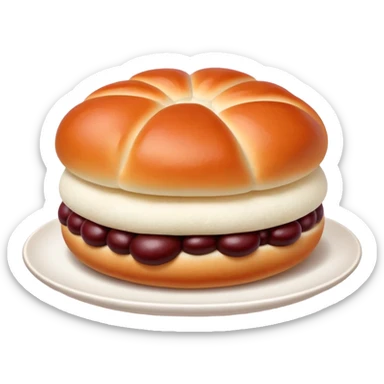 Red bean bun, sweet Chinese bread with red bean paste filling sticker