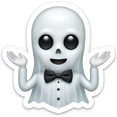 A ghost with a bowtie sticker