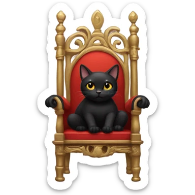 Black cat sitting on a throne sticker