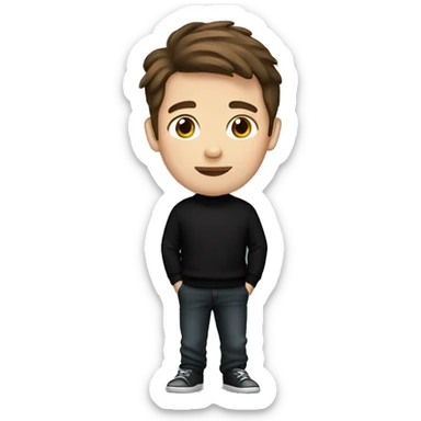 Brown hair boy in black sweater sticker