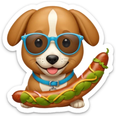un perro salchica con gafas de sol sticker