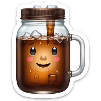 cold brew coffee in a mason jar with ice cubes sticker