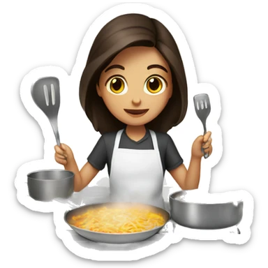 cute brunette cooking dinner sticker