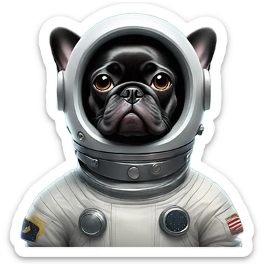 Black French bulldog astronaut sticker