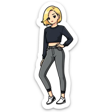 stylish blonde model in a fashionable full body pose sticker
