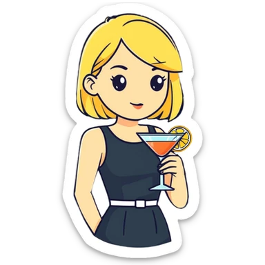 Blond girl with cocktail in hand sticker
