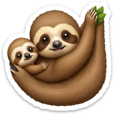 baby sloth with toy sticker