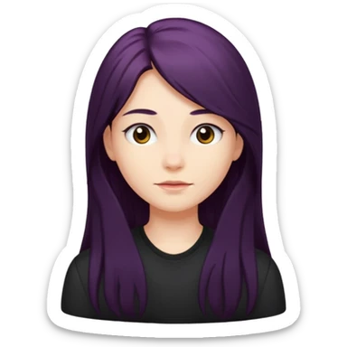 A avatar whit black shirt and berry long hair sticker