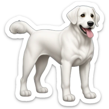 perro gigante de los Pirineos grande blanco con un moño en la cebza sticker