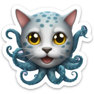 Cat as an octopus sticker