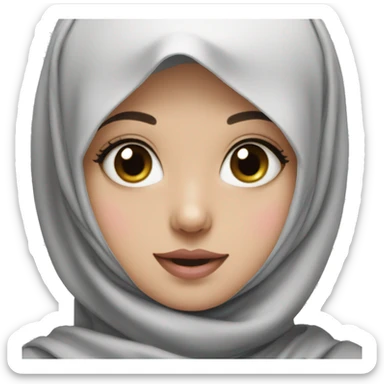 cute girl wearing black hijab with white colored skin and pink cheeks sticker