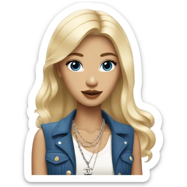 Blonde Chanel blue eyes Asian Girl with Birkin bag and Chanel necklace sticker