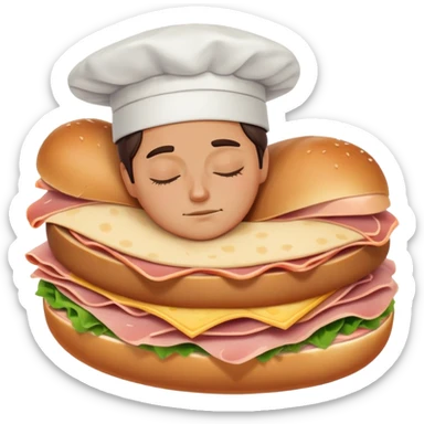 Person sleeping in the middle of a ham sandwich sticker
