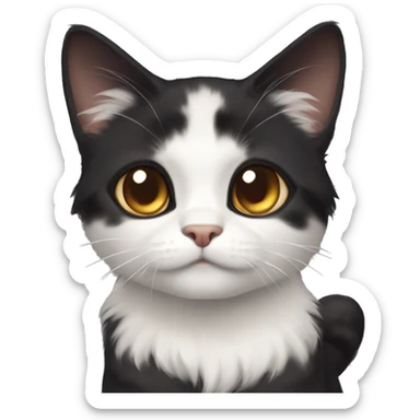 dark calico cat with white chest bug eyes kinda fluffy sticker