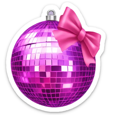 Disco ball with pink  bow on top sticker