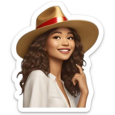 Zendaya pose con un sobrero de navidad sticker
