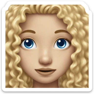 beautiful girl with long curly blonde hair and blue eyes freckle sticker