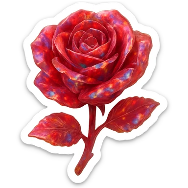 red Opal crystal rose flower, remove background sticker
