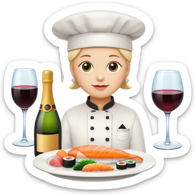 Set of 10 emojis for a luxury catering, food , wines and sparkling, chef, waiter sticker