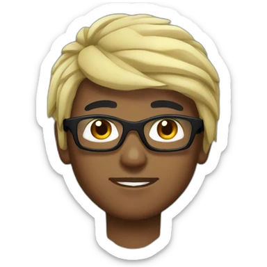 Boy Sri lankan MMA fighter with glases black and lisse hair sticker