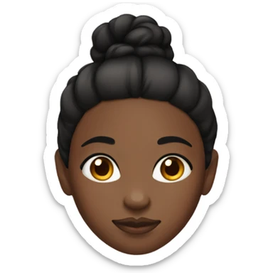 Black girl with black hair with two bun and Brown eyes sticker