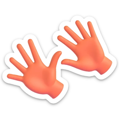 A 2D emoji-style illustration of two open hands, positioned side by side and angled to the right, as if they are pushing something like a swing. Add motion lines behind the hands to the left to show a rightward pushing movement. Clean cartoon style, minimal background sticker