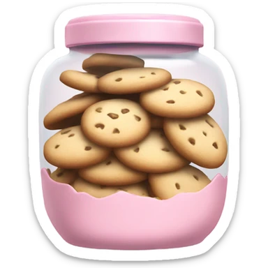 light pink cookie jar with cookies sticker