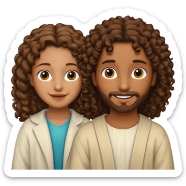 Jesus y una niña morena y crespa  sticker