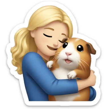 Blonde Woman hugging a guineapig sticker