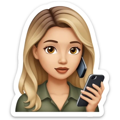 Realistic balage hair  woman speaking on 1 cell phone sticker