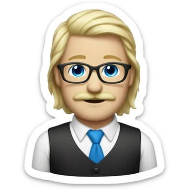 Blond, moustache, glasses and blue eyes sticker