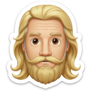 MID AGE MAN WITH LONG BLOND WAVY HAIR, MOUSTACH AND BEARD sticker