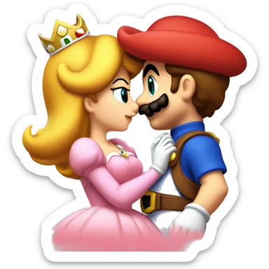 super mario kissing princess daisy love sticker