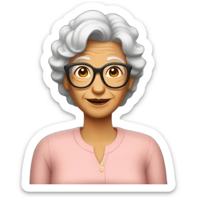 Abuela con gafas y pelo rizado moreno sticker