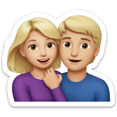 Emoji blonde girl lovingly , biting a man’s arm sticker