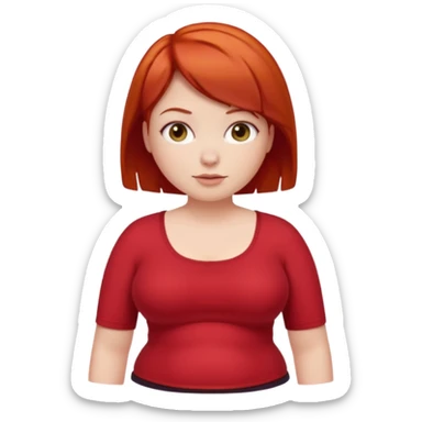 Lazy Short woman with straight ahort red hair and fat tummy sticker