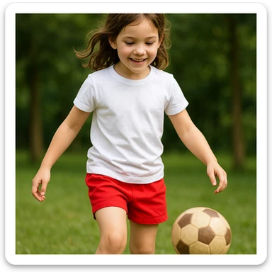 Make the girl's outfit red shorts and a white short-sleeved t-shirt sticker