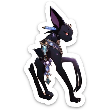 cool punk kawaii anime edgy distinguished ethereal elegant beautiful fantasy black ethereal fantasy nargacuga-Noivern-sphynx-Quiana-Fakemon collar harness moon gem jewels full body sticker