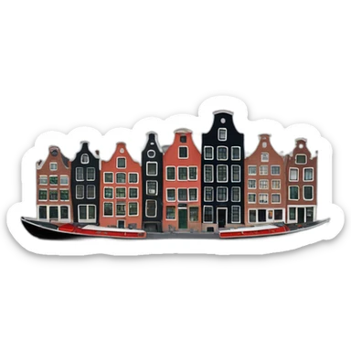 amsterdam-canals-with-a-boat-and-canal-houses sticker