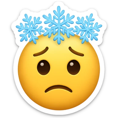 yellow face with blue snowflake crown emoji, digital illustration sticker