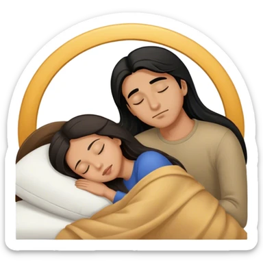 Light brown latino Guy with long black hair sleeping with brown hair Filipina sticker