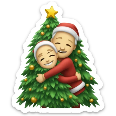 Christmas tree hug sticker